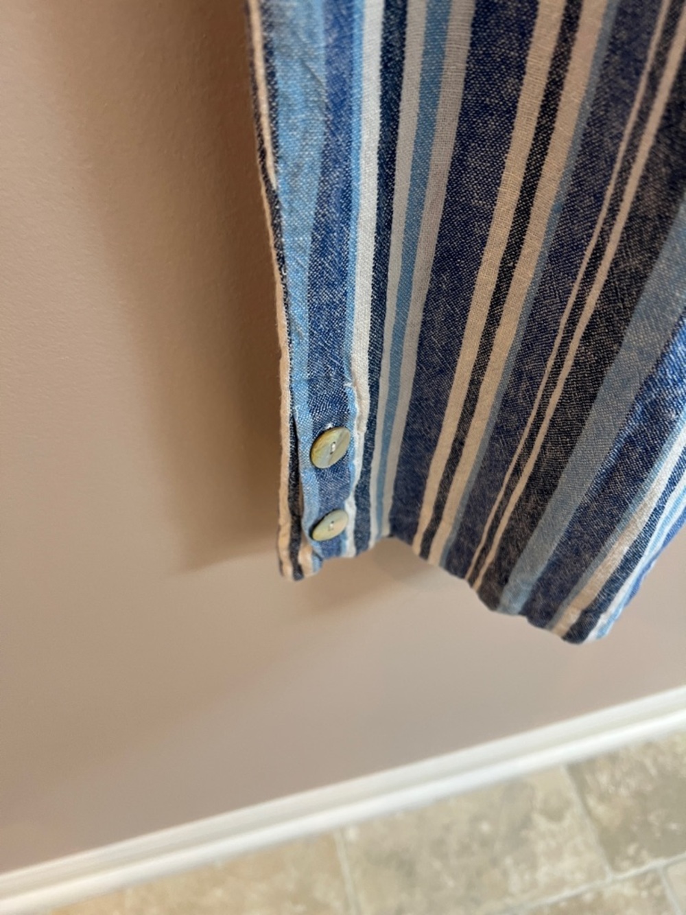 Ruby Rd. Blue and White Striped Capris with Label Detail - Picture 3 of 4